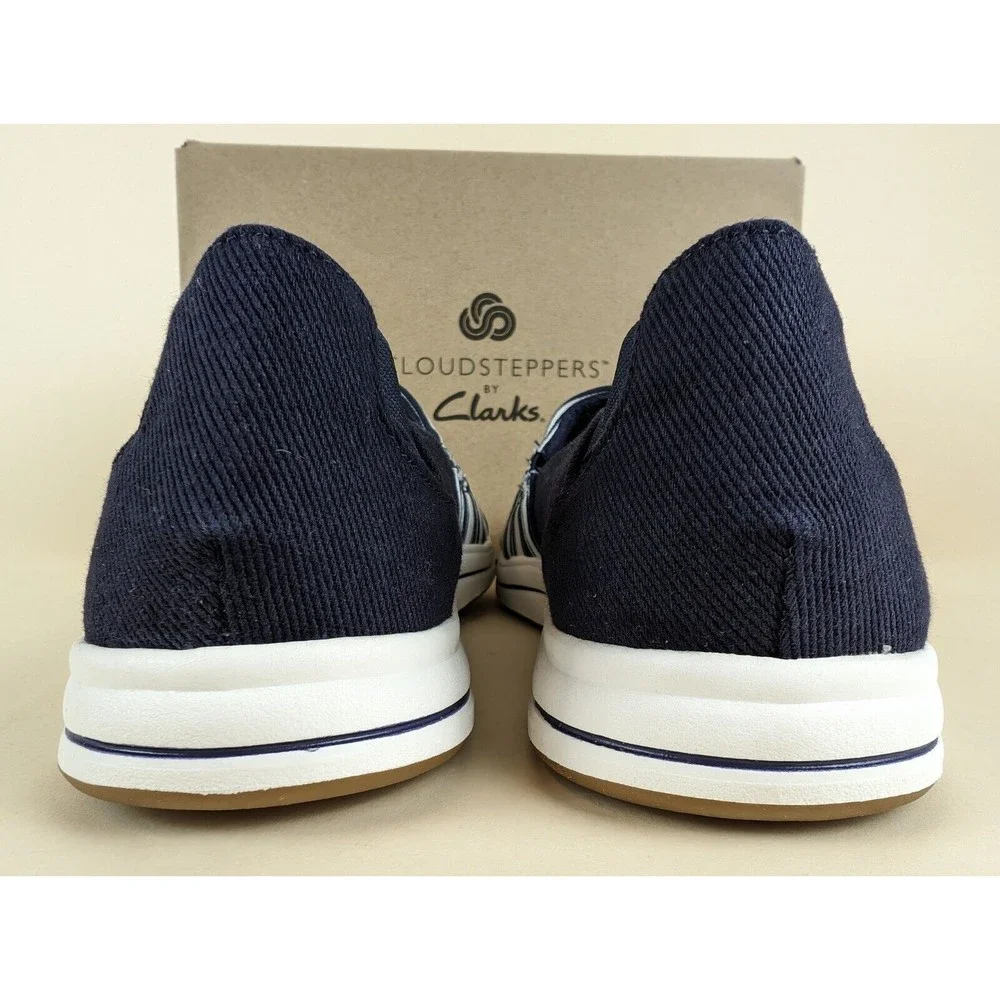 Cloudsteppers Clarks Breeze Step Loafers Womens 8 Wide Navy Slip On Shoes NWB_9